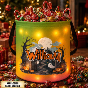 Custom LED Light Bucket Bag - Personalized Halloween Birthday Gifts For Kids