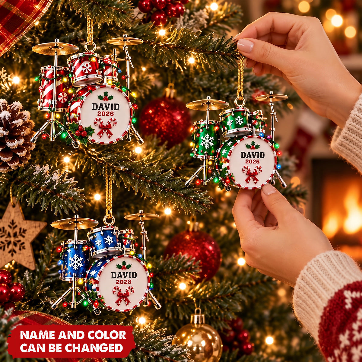Personalized Drum Christmas Ornament - Gift For Drummers & Drum Lovers