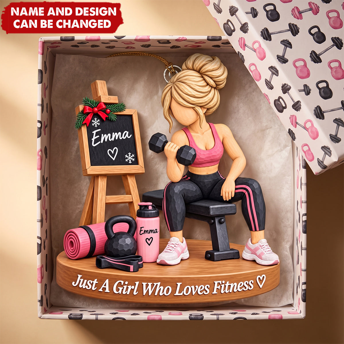 Personalized Fitness Gym Girl Acrylic Ornament — Gift For Fitness & Weightlifting Lovers