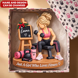Personalized Fitness Gym Girl Acrylic Ornament — Gift For Fitness & Weightlifting Lovers