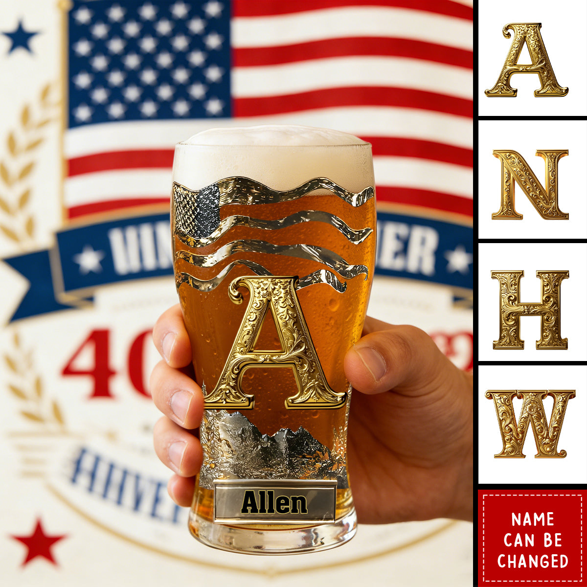 Initial Name Letter - Personalized Beer Pint