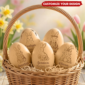 Personalized First Easter 2026 Wooden Egg, Gift For Baby Kids