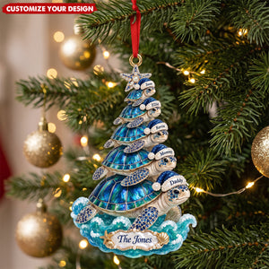 Jolly Turtle Flow Acrylic Ornament, Personalized Gifts For Family