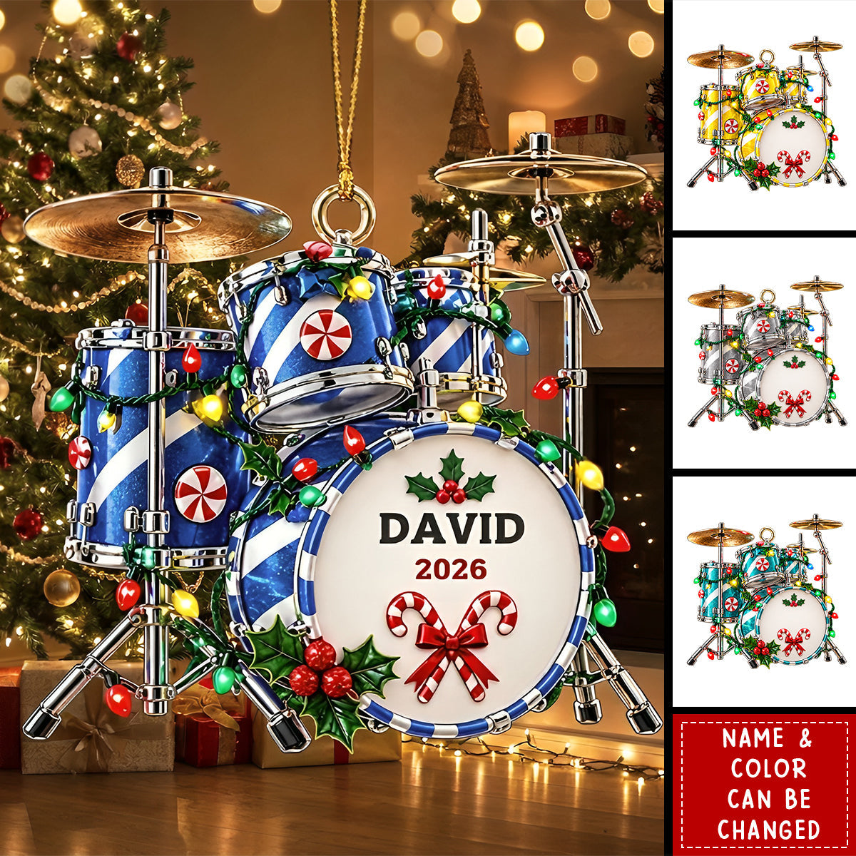 Personalized Drum Christmas Ornament - Gift For Drummers & Drum Lovers