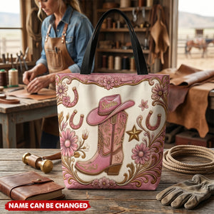 Boots & Hat - Personalized Cowgirl Tote Bag