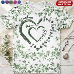 Mom Grandma Sweethearts Toile - Personalized Full Print T-Shirt