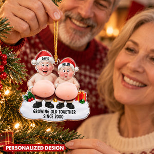 Personalized Funny Couple Acrylic Christmas Ornament, 3D Squishy Belly