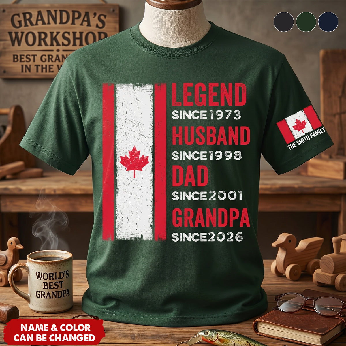 Father's Day Gifts, Legend, Husband, Dad And Grandpa - Canada Flag Version - Personalized T-Shirt