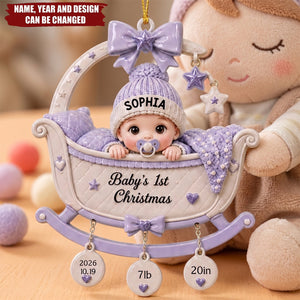 Custom Newborn Cradle Acrylic Ornament, Cutsom Baby's 1st Christmas Tree Hanging