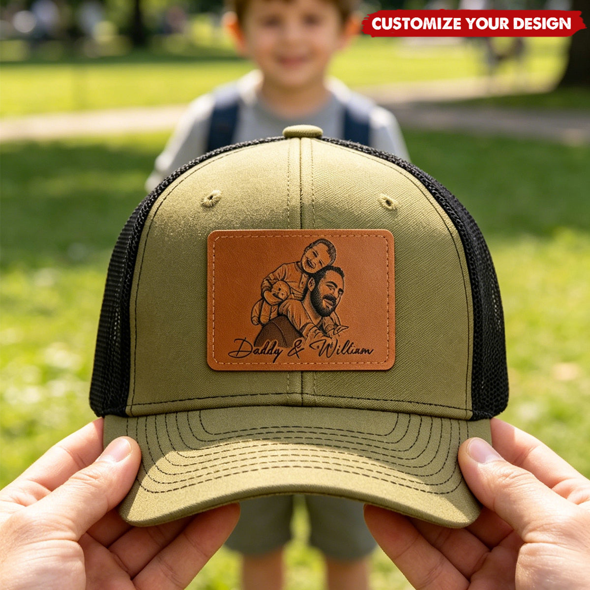 Custom Photo Sketch Line Art Father's Day Gift For Dad, Husband - Personalized Cap