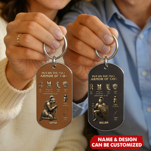 Put On The Full Armor Of God - Personalized Christian Stainless Steel Keychain