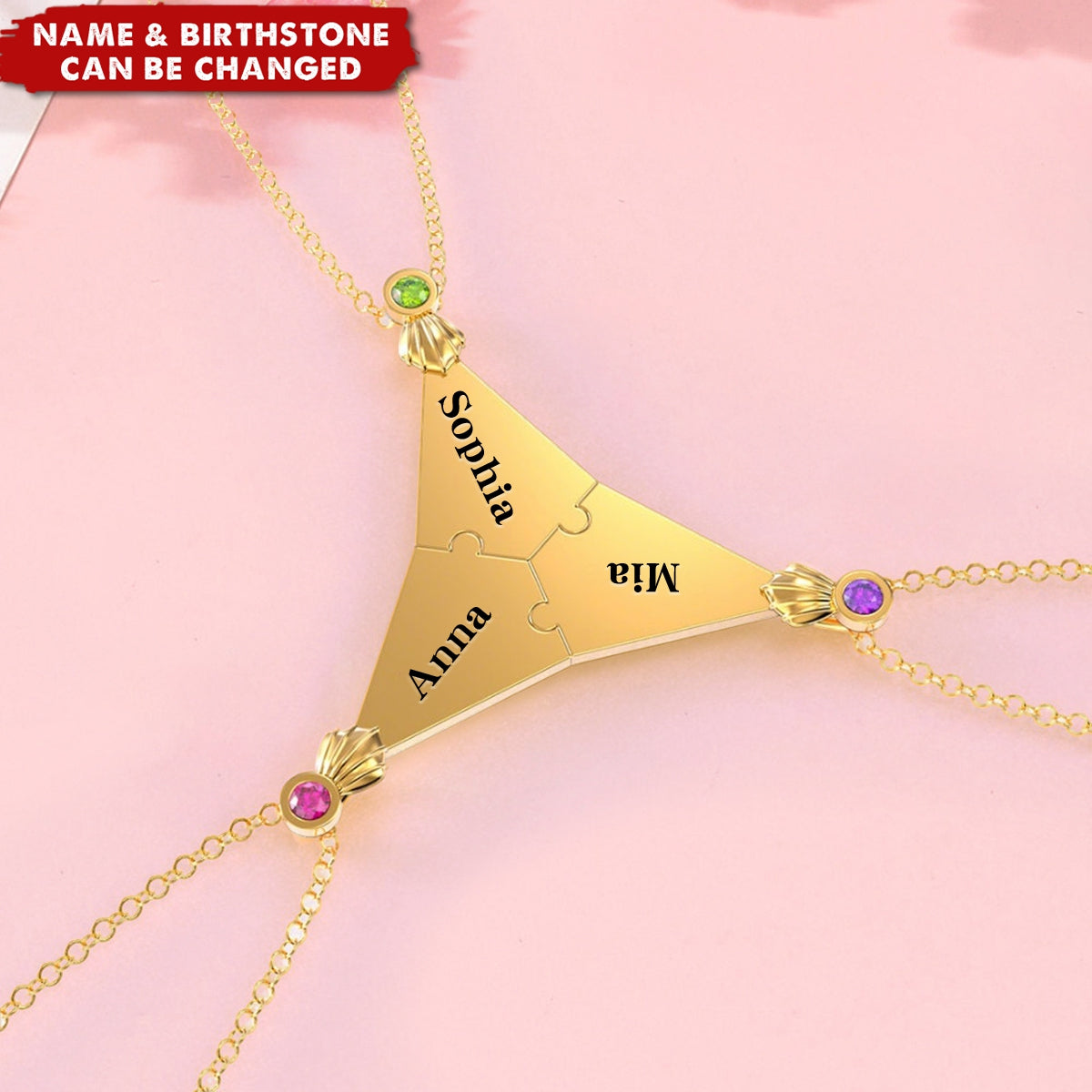 Family Friendship Love Birthstone Personalized Name Star Puzzle Piece Necklace