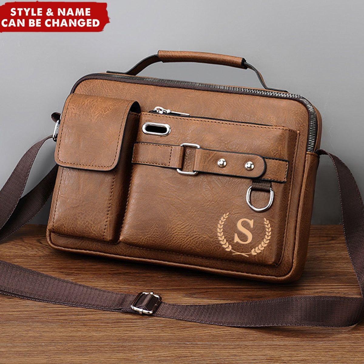 Vintage Monogram - Personalized Business Messenger Shoulder Crossbody Bag