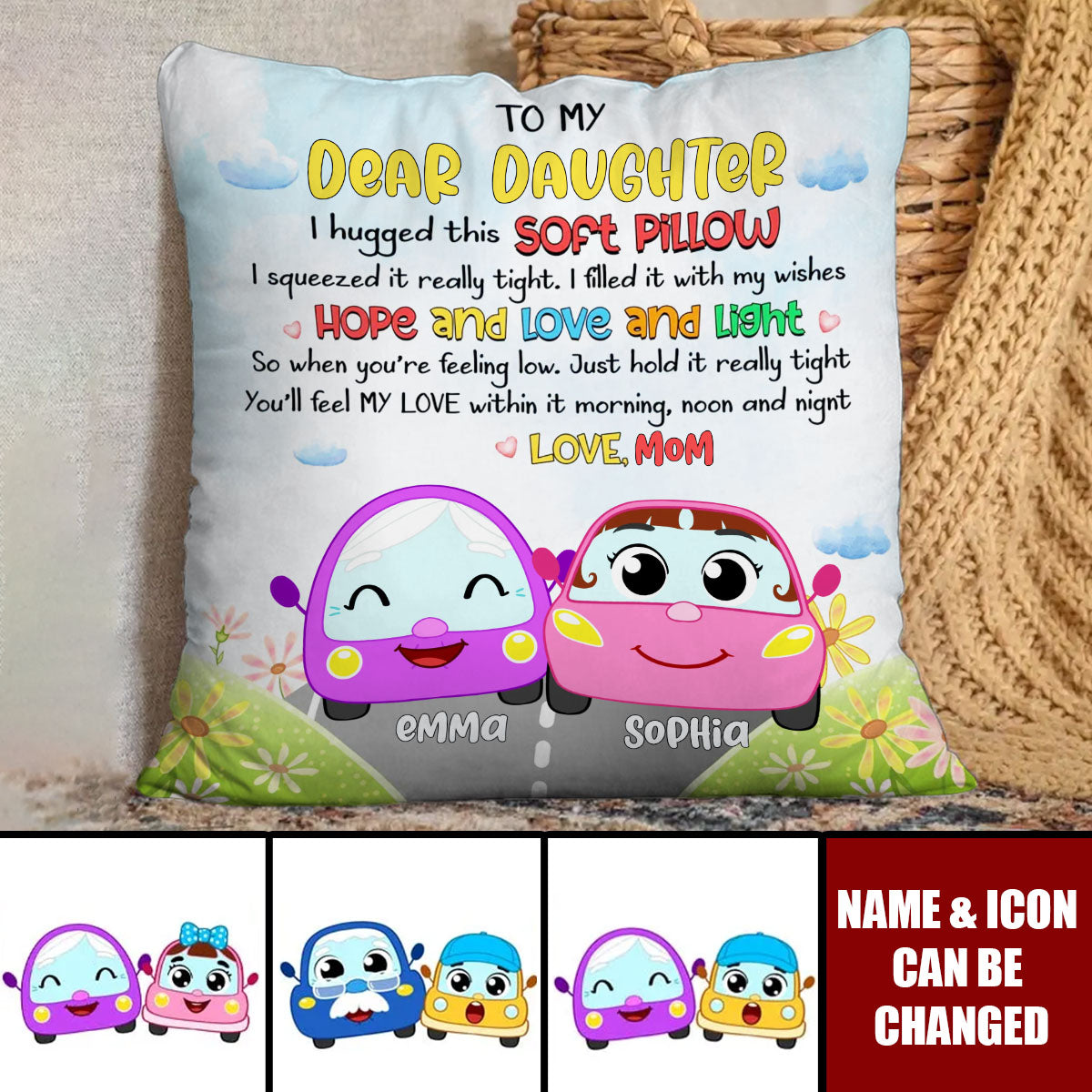Personalized Gift For Kid Loves Car From Grandma Mom Pillow