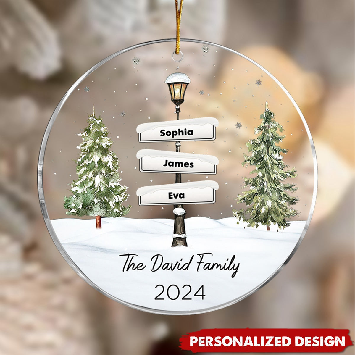 Vintage Family Lamp Post Signs - Personalized Acrylic Ornament