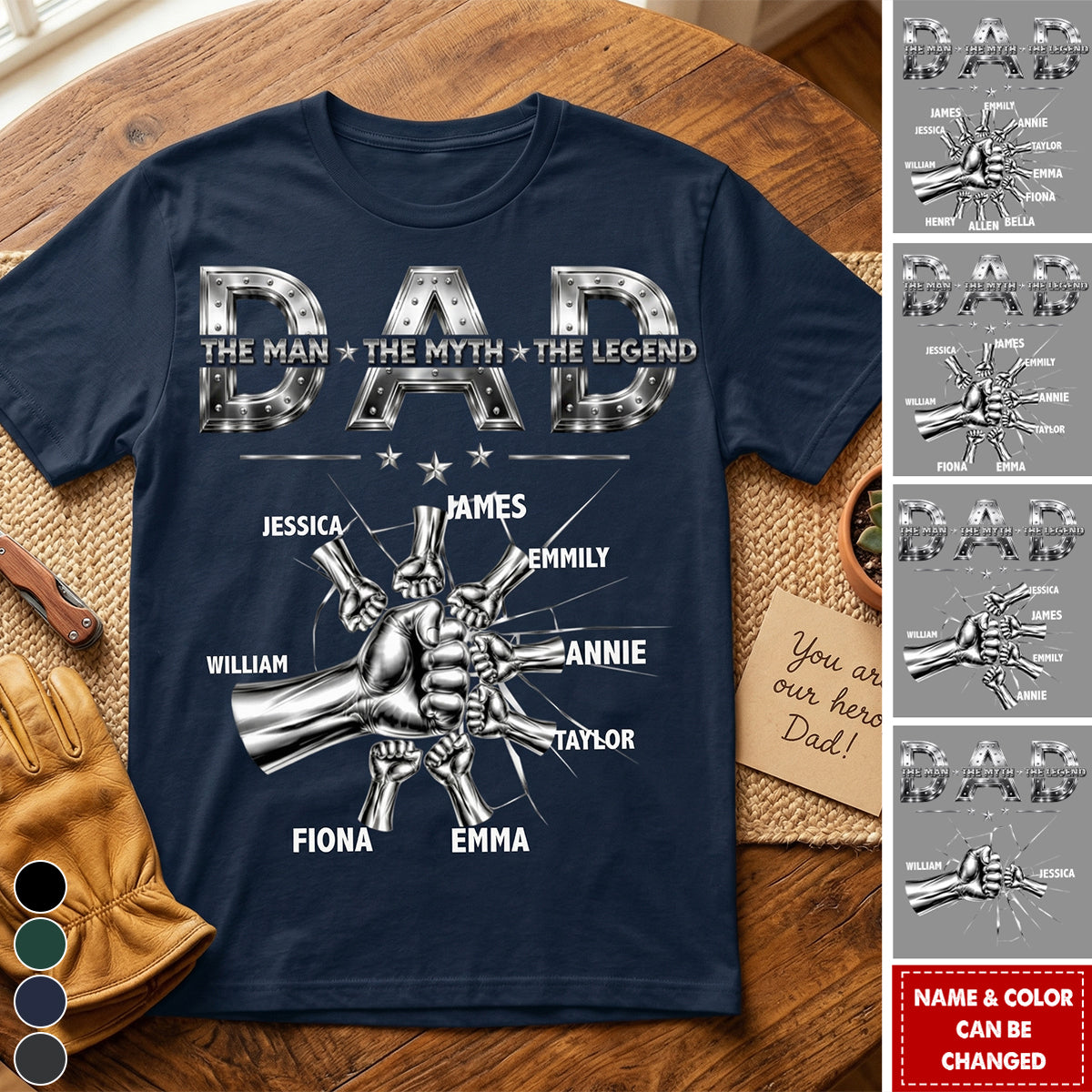Personalized Dad The Man The Myth The Legend Classic Tee With Custom Names