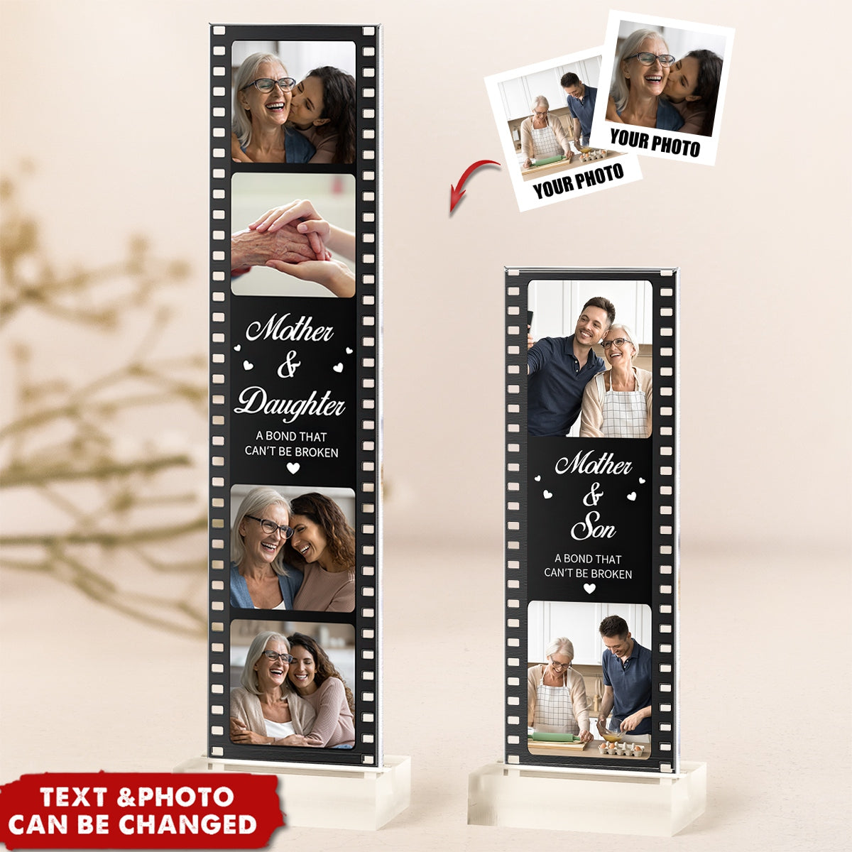 Mother And Daughter A Bond That Can't Be Broken - Custom Acrylic Photo Film Strip