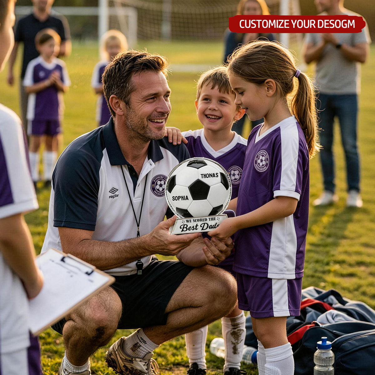 We Scored The Best Dad - Personalized Acrylic Block Plaque - Father's Day Gift For Soccer Dad