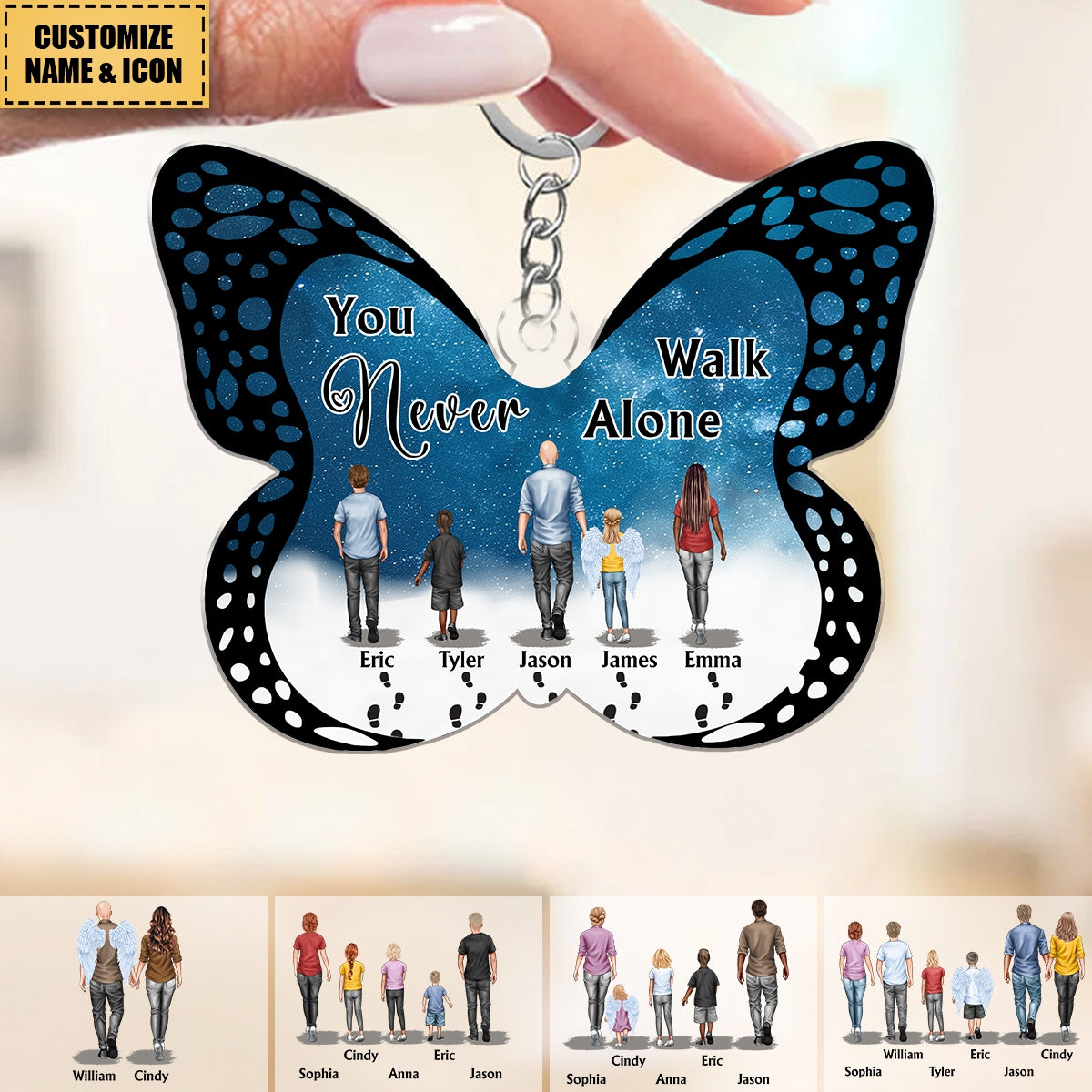 You Never Walk Alone - Personalized Acrylic Keychain - Memorial Gifts For Loss Family