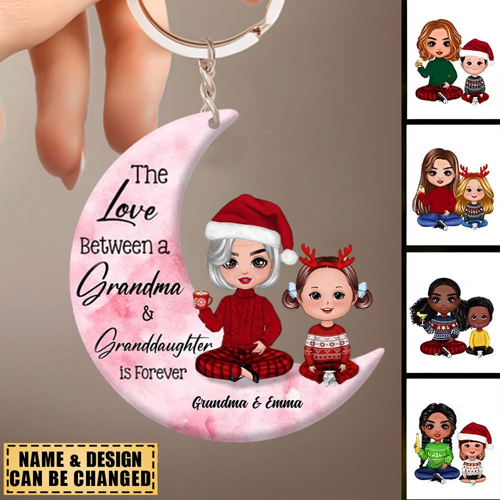 Grandma And Granddaughter On The Moon Personalized Acrylic Keychain
