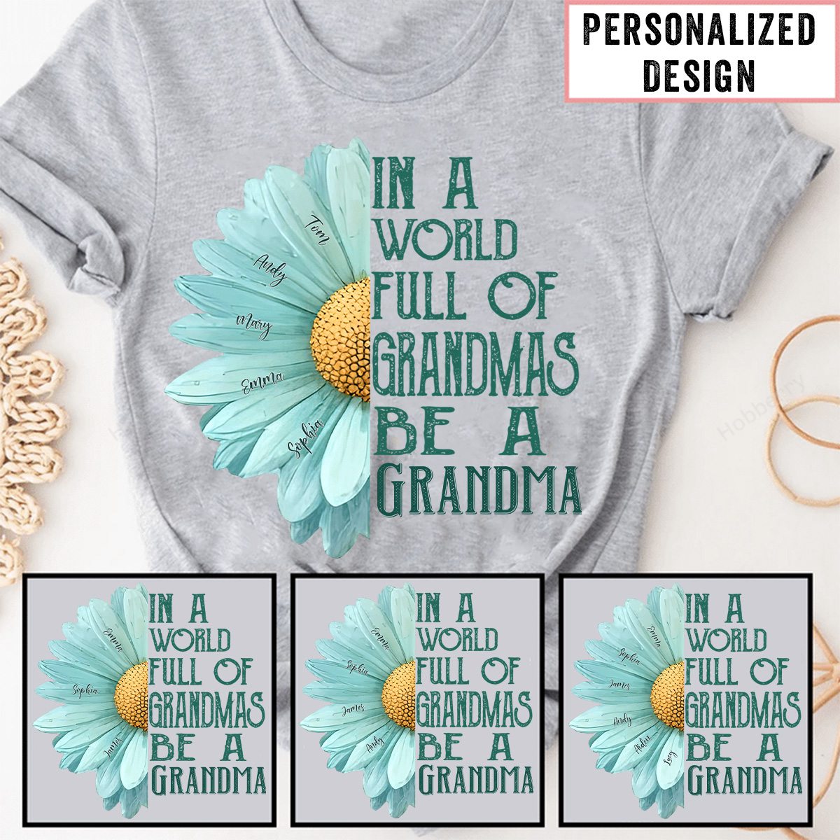 In A World Of Grandmas Be A Mimi/Nana Personalized T-Shirt