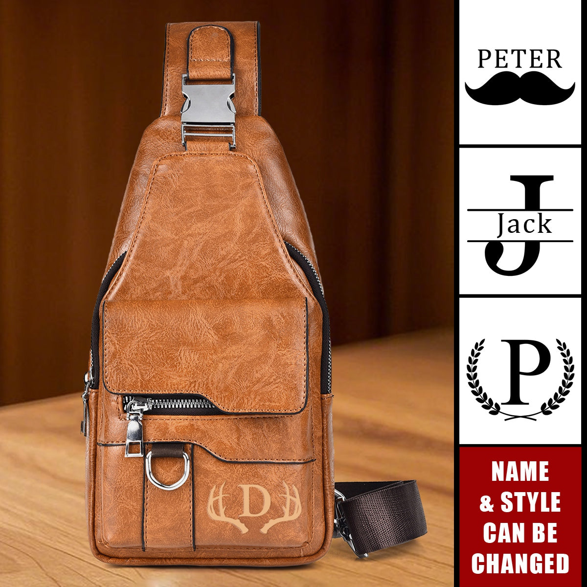 Vintage Monogram - Personalized Travel Hiking Cycling Chest Crossbody Bag