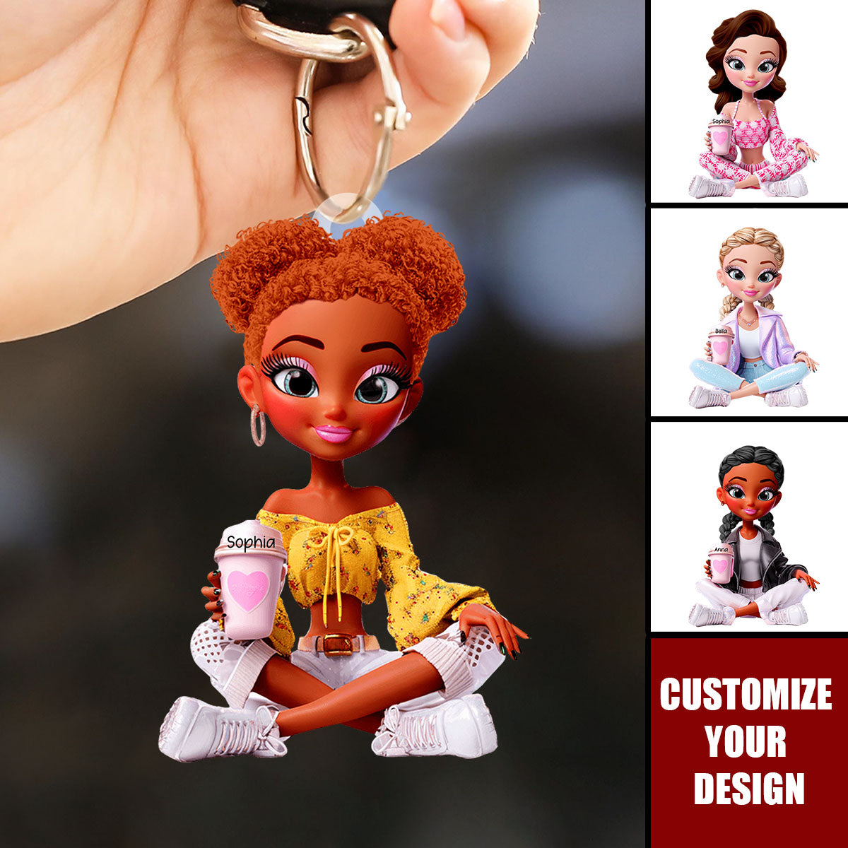 Adorable Doll Acrylic Keychain - Personalized Gifts For Her
