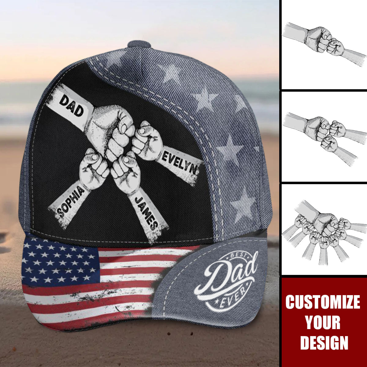 Fist Bump Daddy Grandpa - Personalized Classic Cap