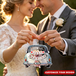 Just Wed, Personalized Custom Acrylic Ornament, Gift For Couples