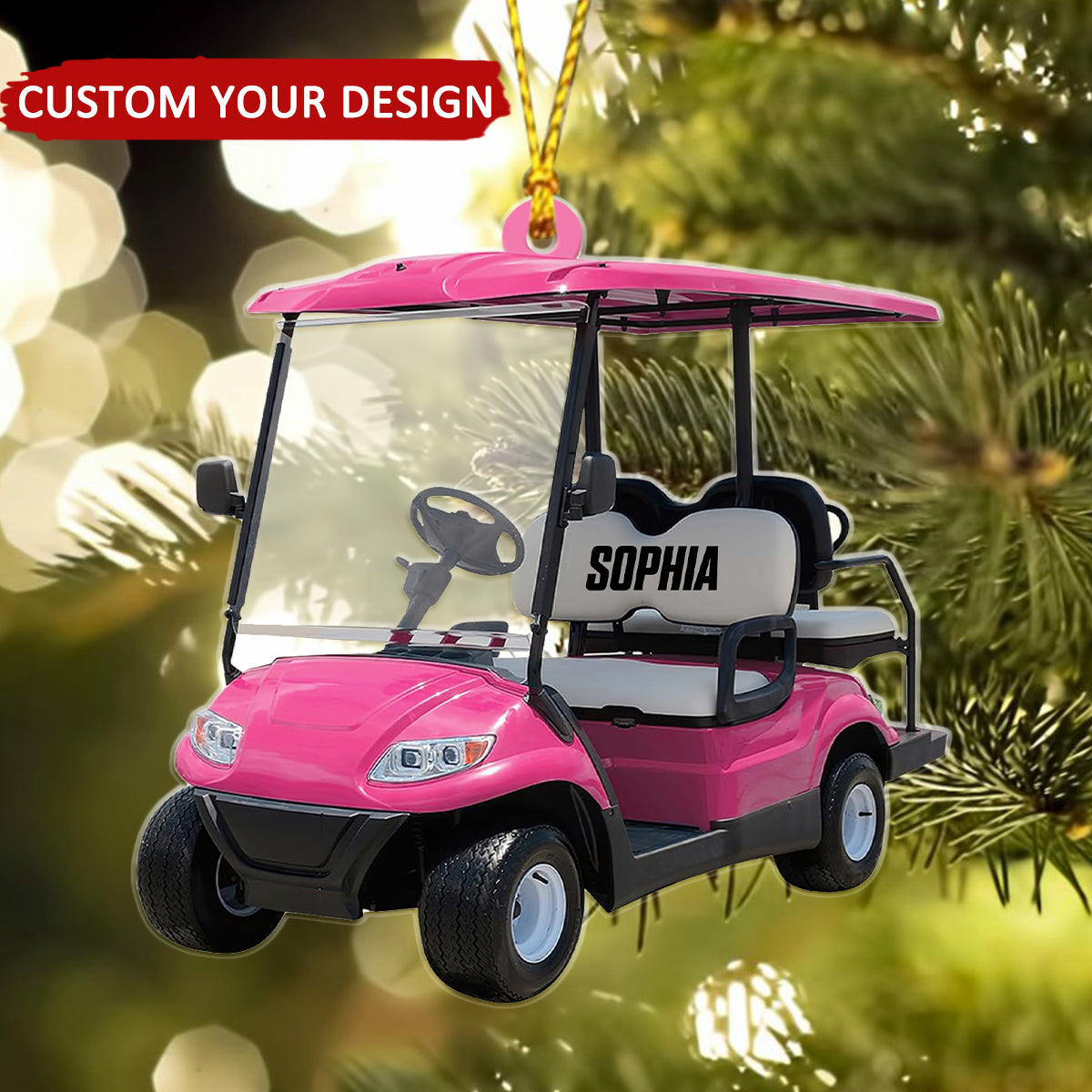 Golf Cart Personalized Acrylic Christmas Ornament, Gift For Golf Clubs Golfer
