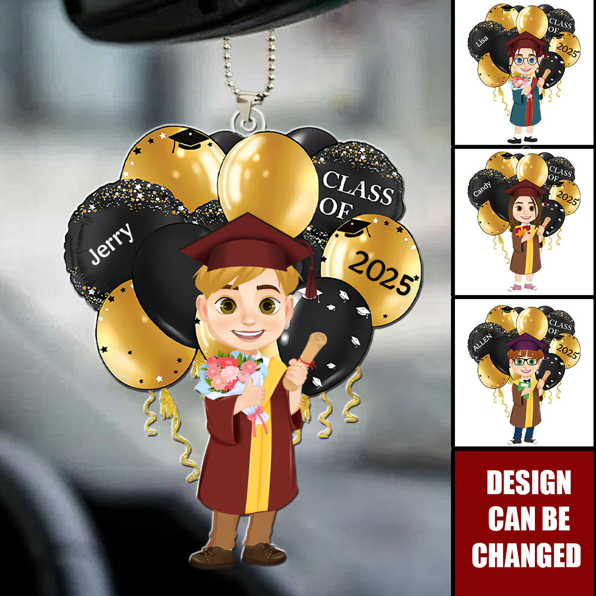 Graduation Celebration Balloons Cute Flat Art - Personalized Acrylic Ornament