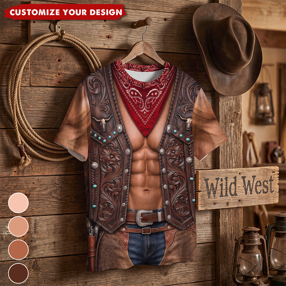 Wild West Cowboy Costume Collection - Personalized All-Over-Print T-Shirt
