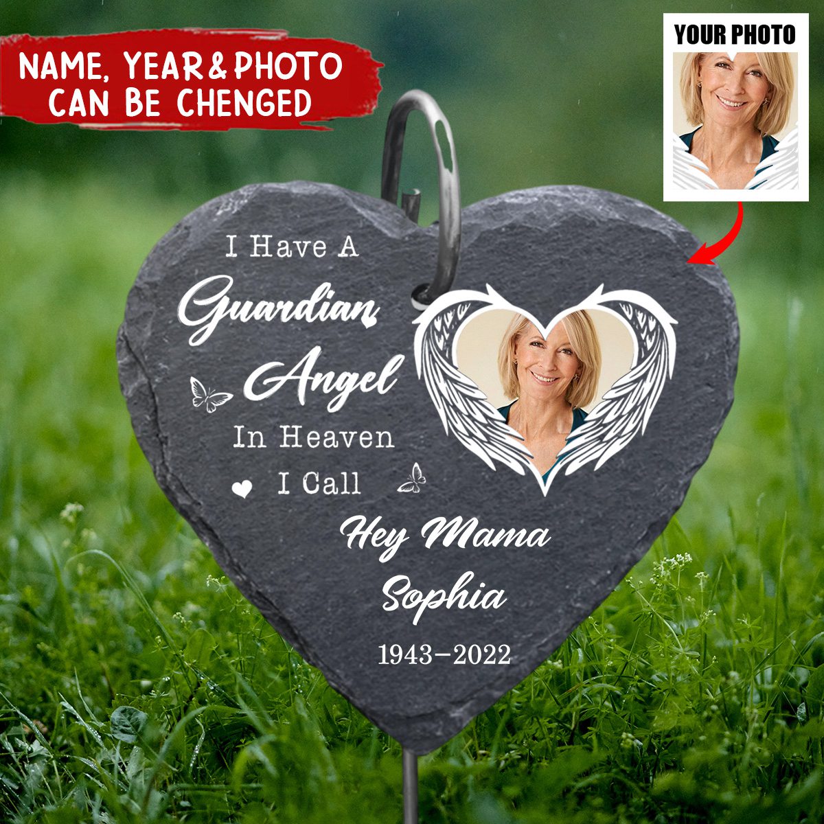 I Have A Guardian Angel In Heaven I Call Her Mama - Personalized Garden Slate