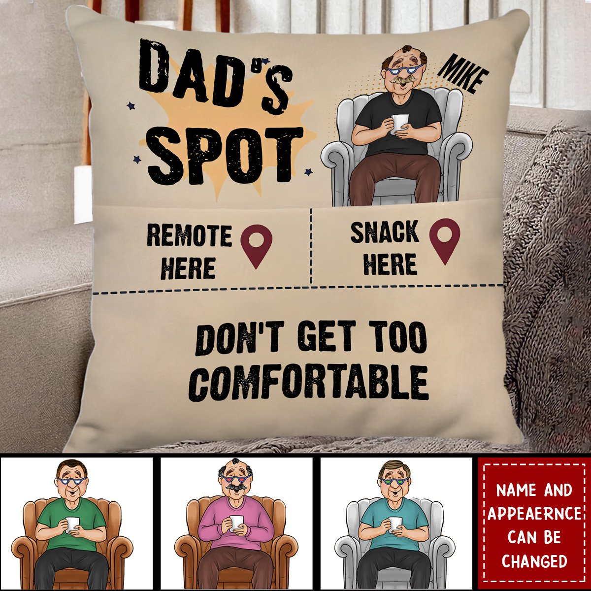 Personalized Gift For Dad Not Too Comfortable Pocket Pillow