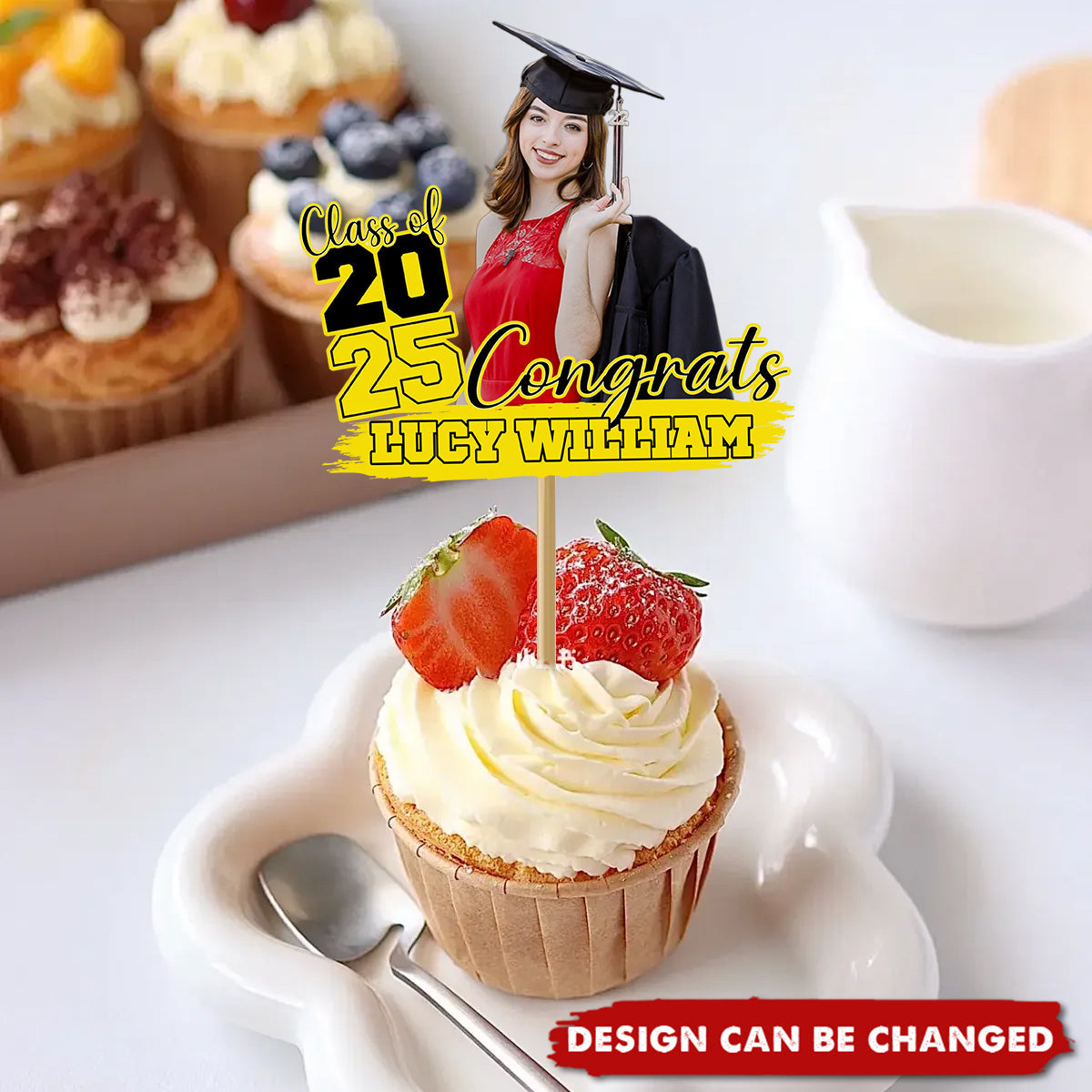 Custom Photo From Cap To Capital - Family Personalized Custom Cake Toppers - Graduation Gift For Brothers, Sisters