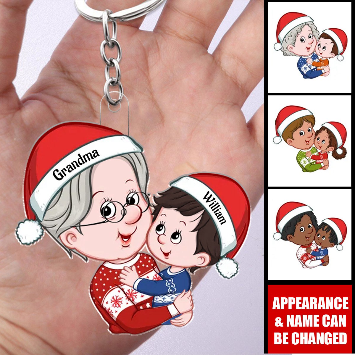 Personalized Grandma And Grandkid Acrylic Keychain