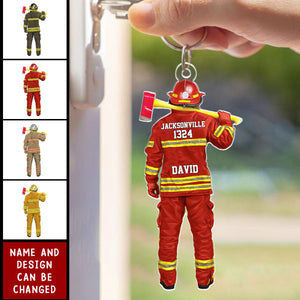 Firefighter Uniform - Gift For Firefighters - Personalized Keychain