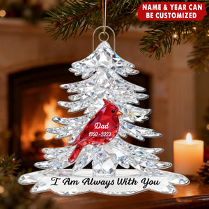 3D Crystal Effect Christmas Cardinals Memorial - Personalized Acrylic Ornament, Sympathy Gift For Whole Family