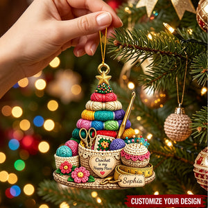 Personalized Acrylic Ornament - Crochet Is My Happy Place