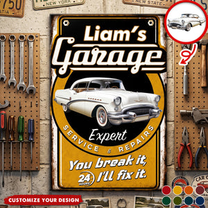 Personalized Car Garage Metal Sign Retro Auto Repair Shop Wall Decor