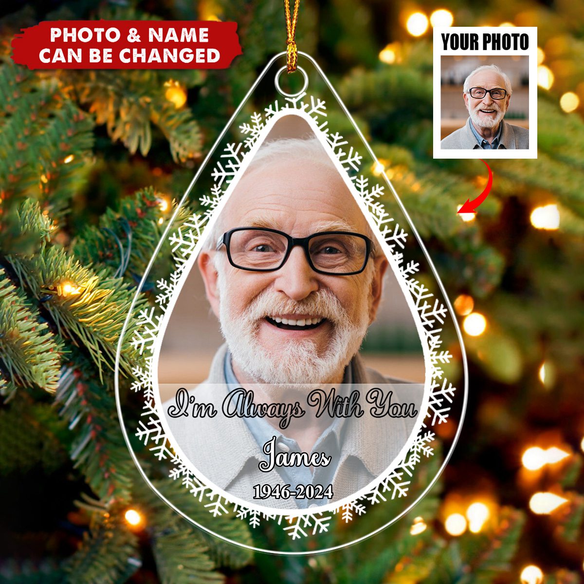 Custom Photo In Loving Memory - Personalized  Acrylic Ornament