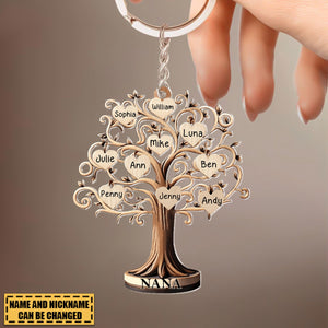 Family Tree Name - Gifts For Grandmas, Families, Gifts From Children Grandchildren Personalized Acrylic Keychain