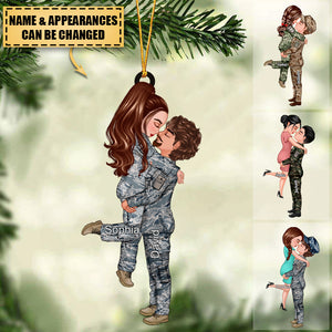 Personalized Christmas Ornament, Couple Portrait Army Gifts by Occupation