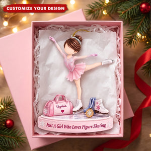 Personalized Figure Skater Girl Ornament, Custom Ice Skater Name Gift