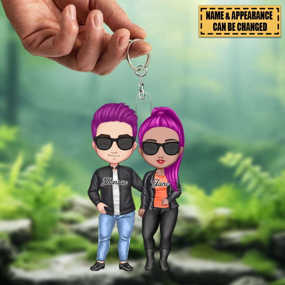 Personalized Cool Doll Couple - Personalized Acrylic Keychain