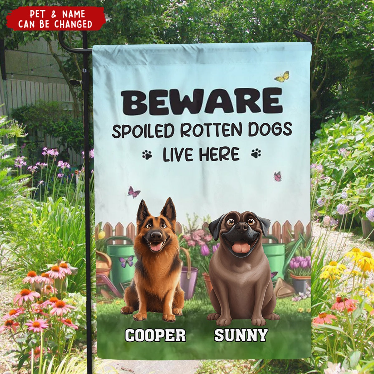 My Little Garden Buddy - Dog Personalized Flag