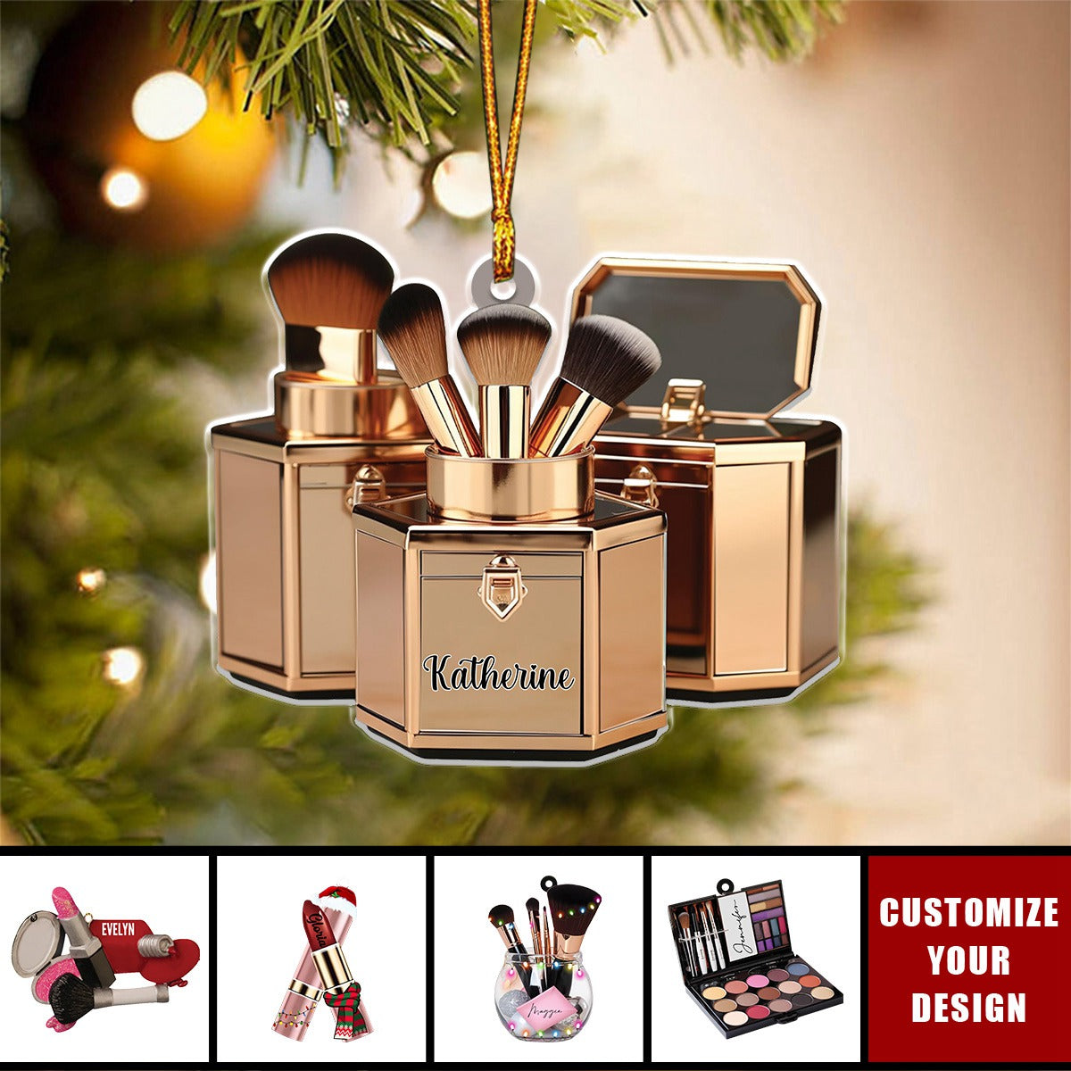 Makeup Tools - Personalized Acrylic Christmas Ornament, Gift for Makeup Artist
