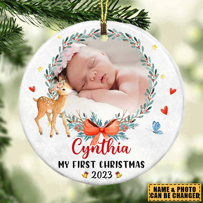 Baby's First Christmas Elephant Circle Ornament, The Best Gift For You