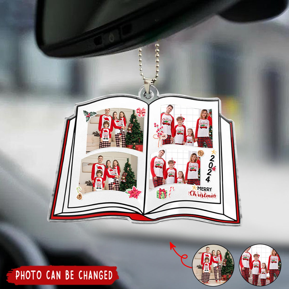 Book Shaped Christmas - Personalized Acrylic Family Photo Ornament