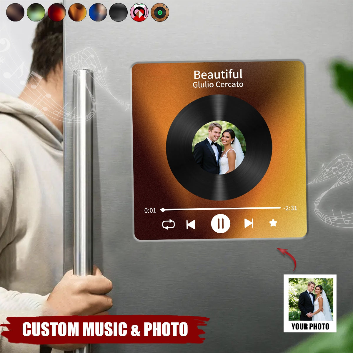 Vintage Record Photo Album Personalized Music Fridge Magnet